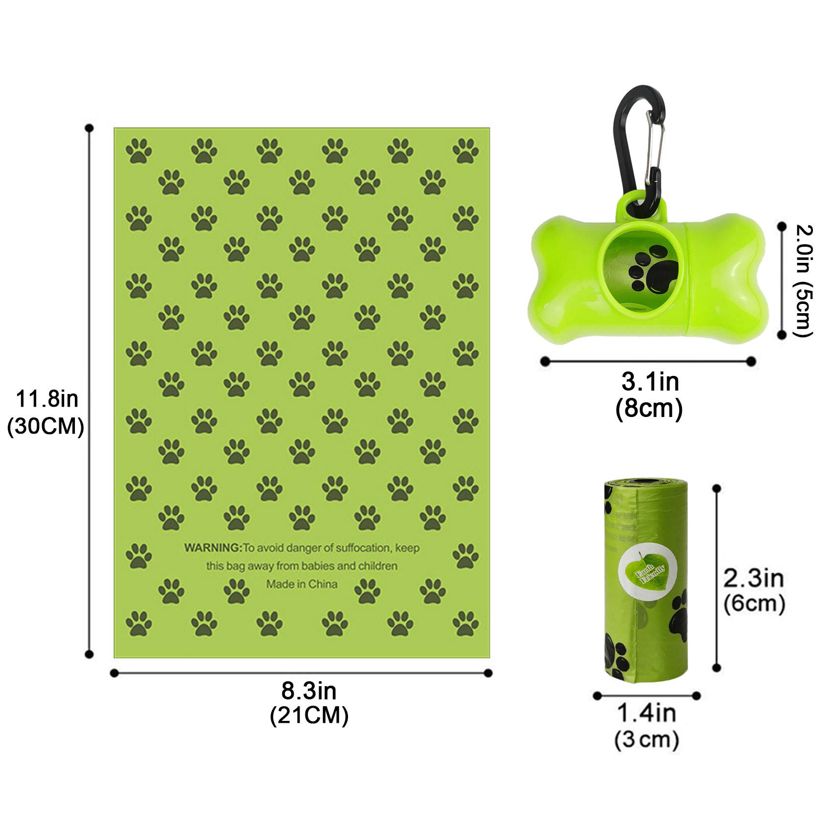 Eco-Friendly Dog Poop Bags with Dispenser & Leash Clip - 360 Biodegradable Waste Bags (24 Rolls) for Easy Cleanup During Walks, Park Visits & Travel