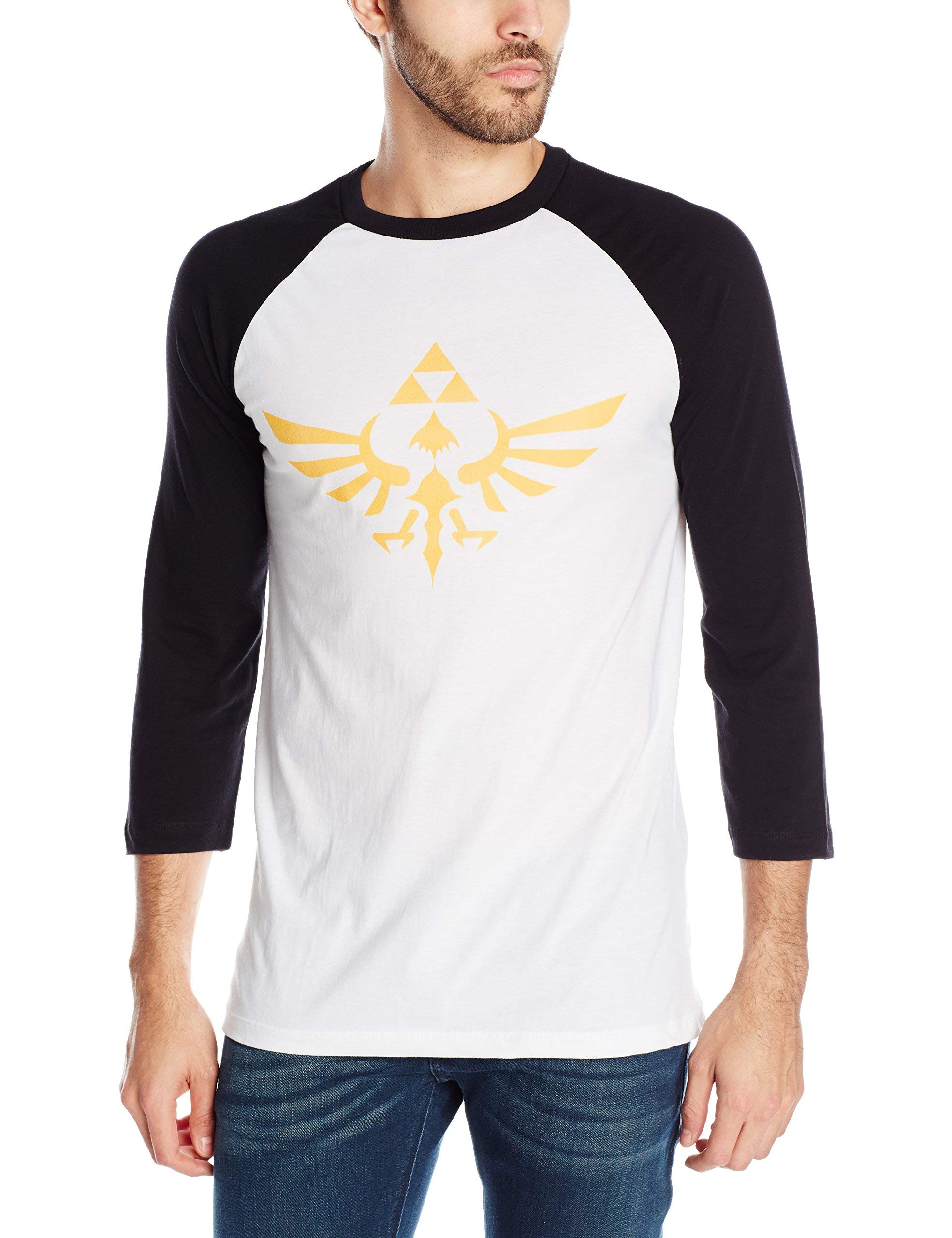 Nintendo Men's Triumphant Tri Force 3/4 Sleeve T-Shirt - Legend of Zelda Gaming Shirt for Fans, Comfortable Cotton Tee for Casual Wear, Cosplay & Gaming Events