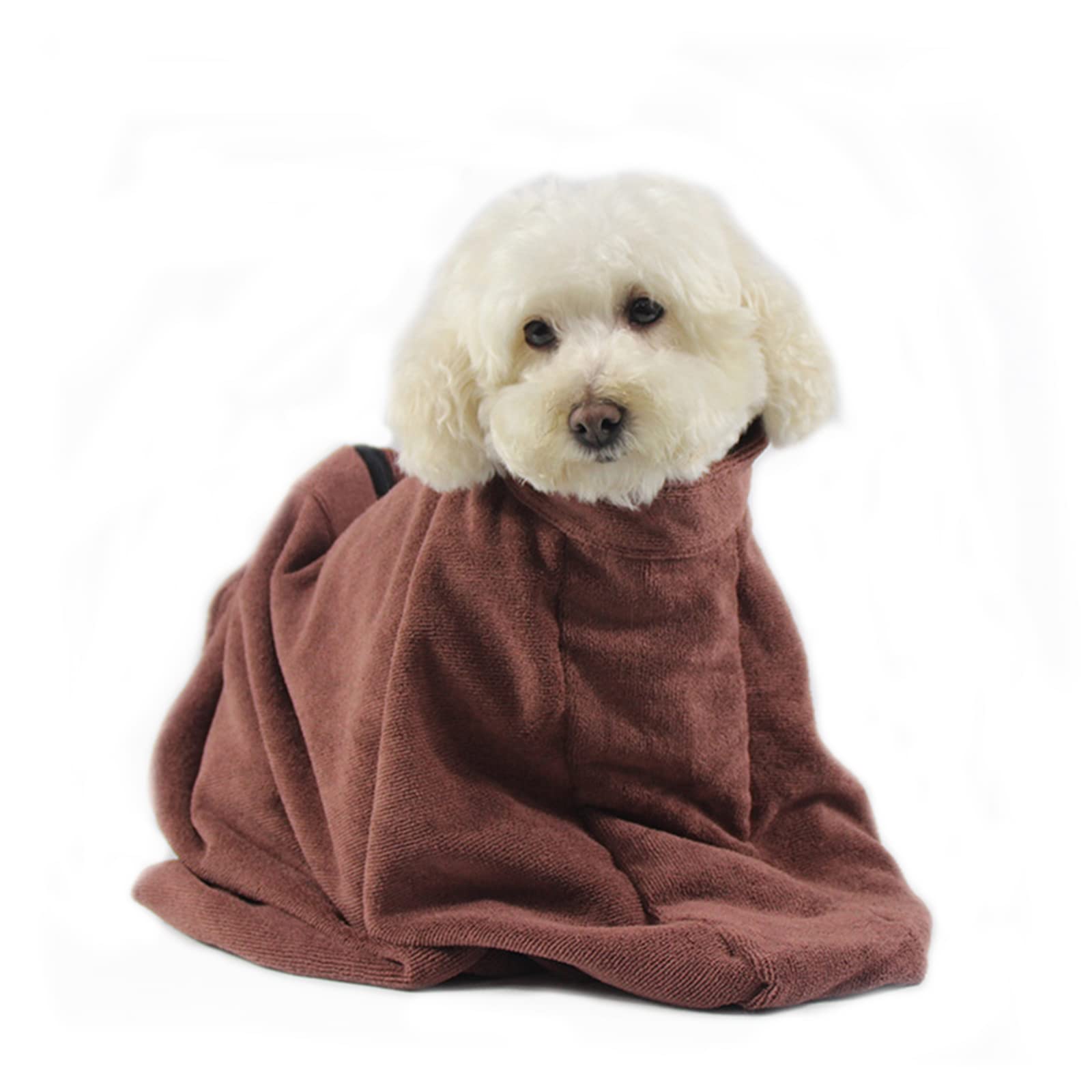Premium Microfiber Dog Bathrobe Towel - Soft & Absorbent Brown Pet Robe (M: 82cm Length x 62cm Width) - Perfect for Post-Bath Drying, Grooming, and Spa Days at Home