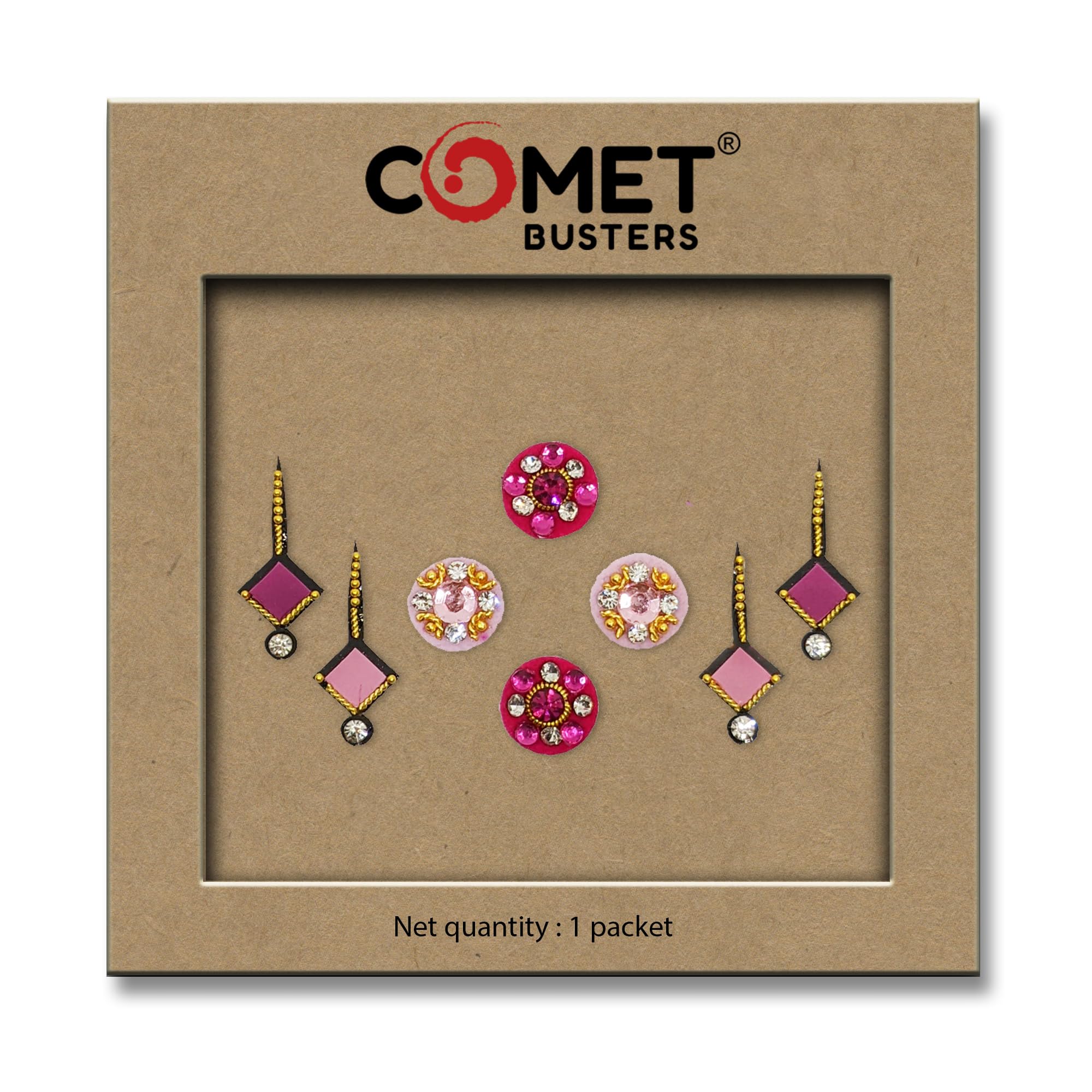 Comet Busters Assorted Mix Bindi Pack - Dark Pink & Light Pink | BV1411 | Perfect for Festivals, Weddings & Cultural Events