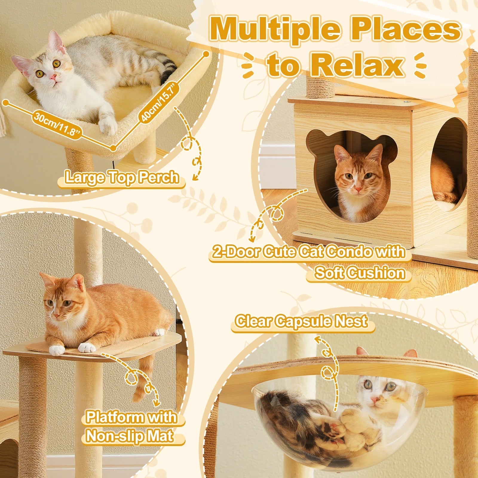 Modern Spacecraft Cat Scratching Tree - Durable Cat Climbing Tower with Scratching Posts for Indoor Cats - Perfect for Play, Exercise & Relaxation in Home or Office