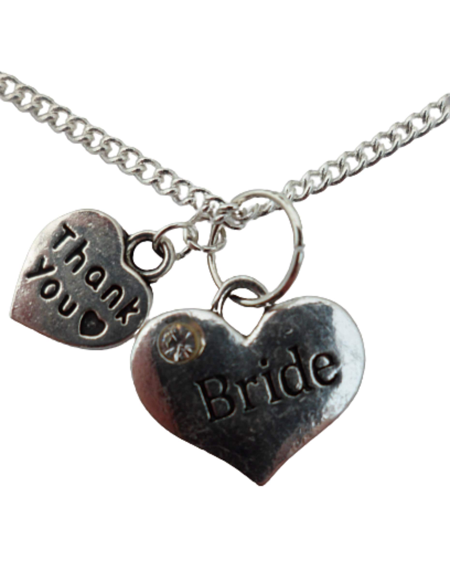 Elegant Silver Plated Heart Charm Necklace for Brides - Perfect Wedding Jewelry Gift (Thank You Present for Bridesmaids, Best Friend, Anniversary)