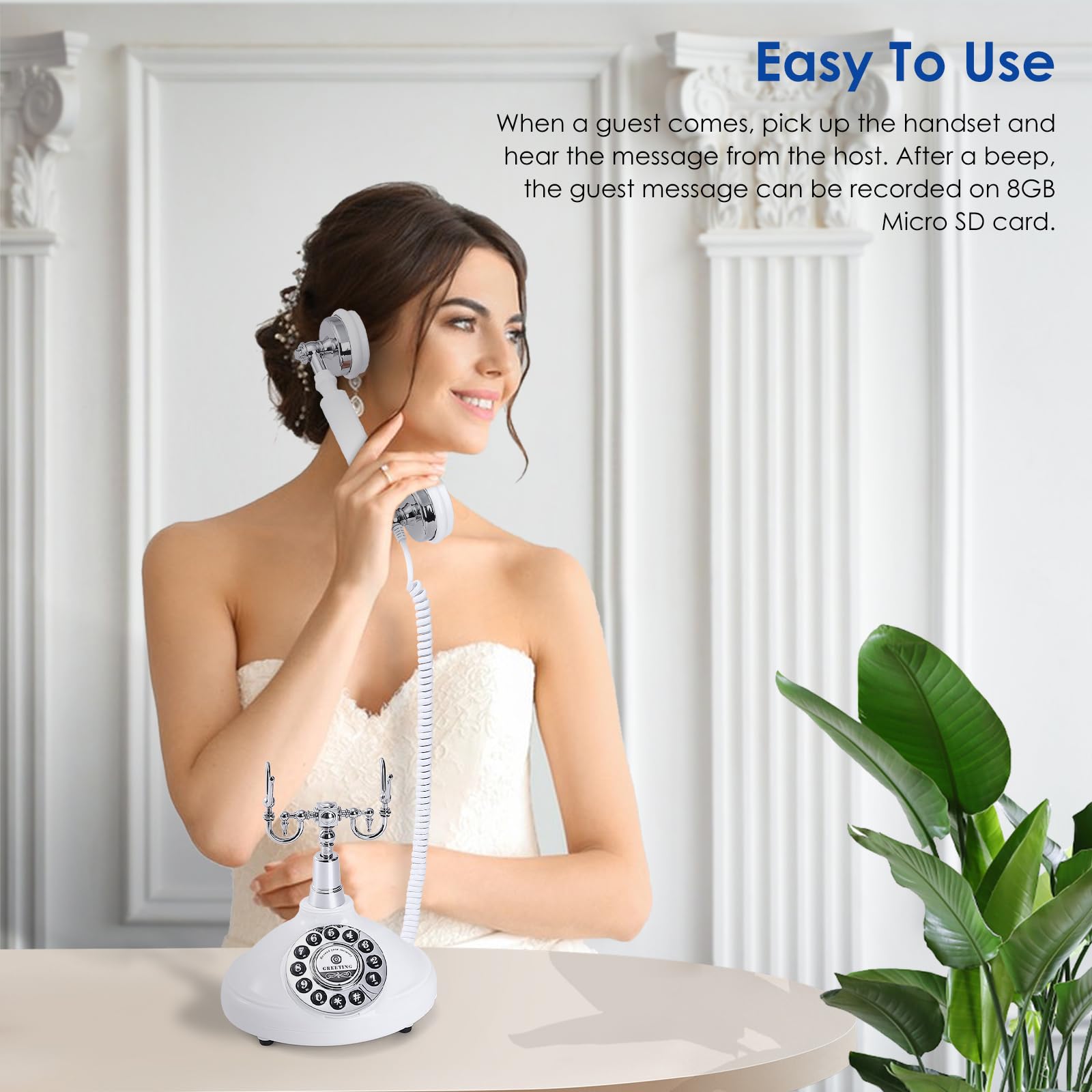Customized Retro Audio Guest Book Phone - Classic White Wedding & Party Recording Device for Messages, Confessions, Birthdays, Rentals & Special Occasions | Perfect for Wedding Guest Books, Birthday Party Keepsakes & Event Memory Preservation