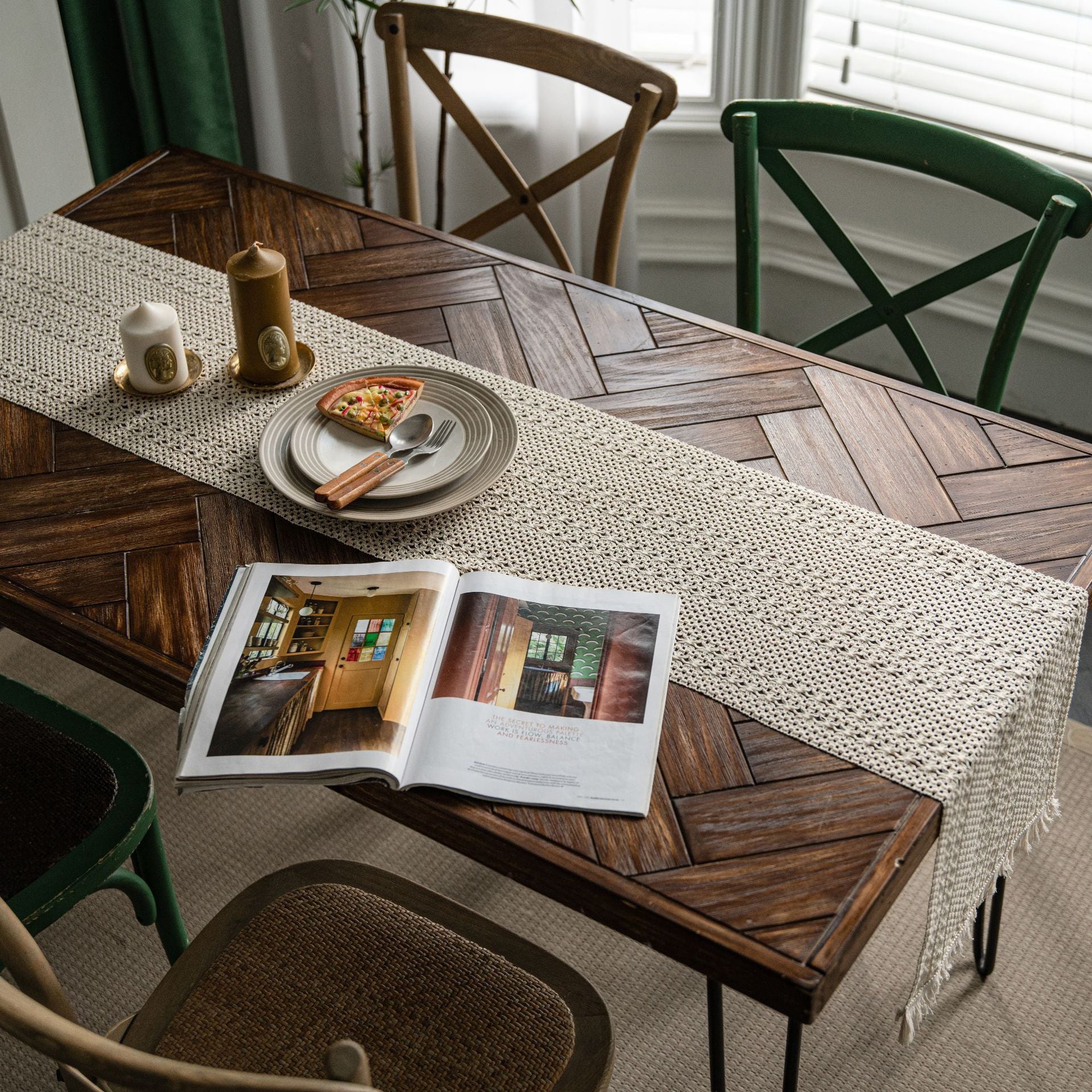 Elegant Dalilah Ivory Hollow Table Runner - Perfect for Weddings, Holidays & Formal Dining Decor