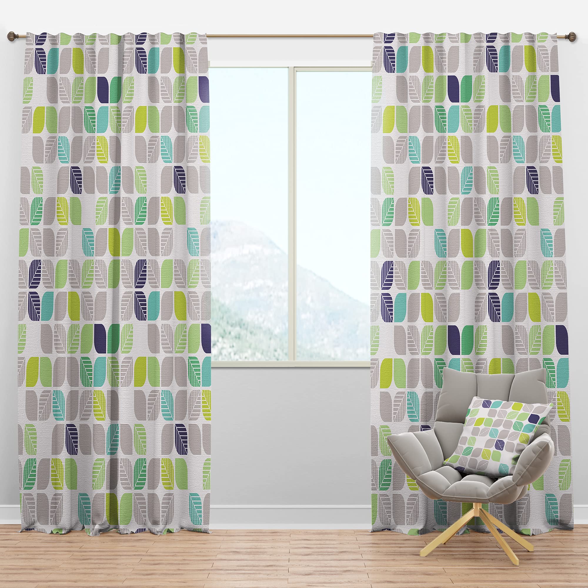 DesignQ Blackout Curtains - Geometric Leaf Pattern Thermal Insulated Drapes for Bedroom & Living Room (52x84, Single Panel) - Perfect for Light Blocking, Energy Saving & Home Decor
