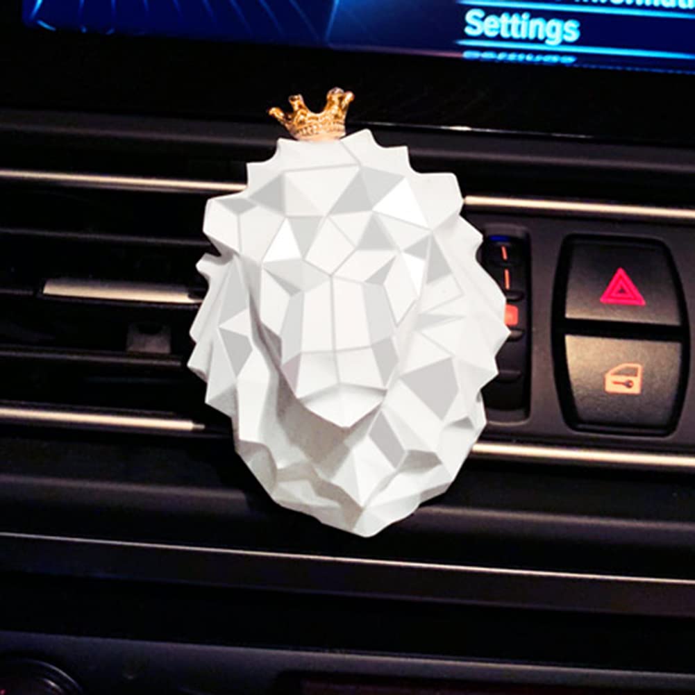 SEADEAR Lion-Shaped Car Air Vent Clips - 2 Pack Car Air Freshener Holder with Essential Oil Diffuser for Car, Office & Home - White | Perfect for Freshening Vehicles, Work Spaces & Living Areas