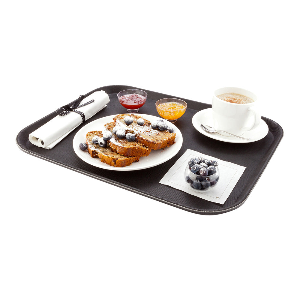 Bar Lux Rectangle Black Plastic Serving Tray - Non-Slip 18x14 Inches - Durable Party Serving Tray for Drinks, Food & Entertaining (1 Count)