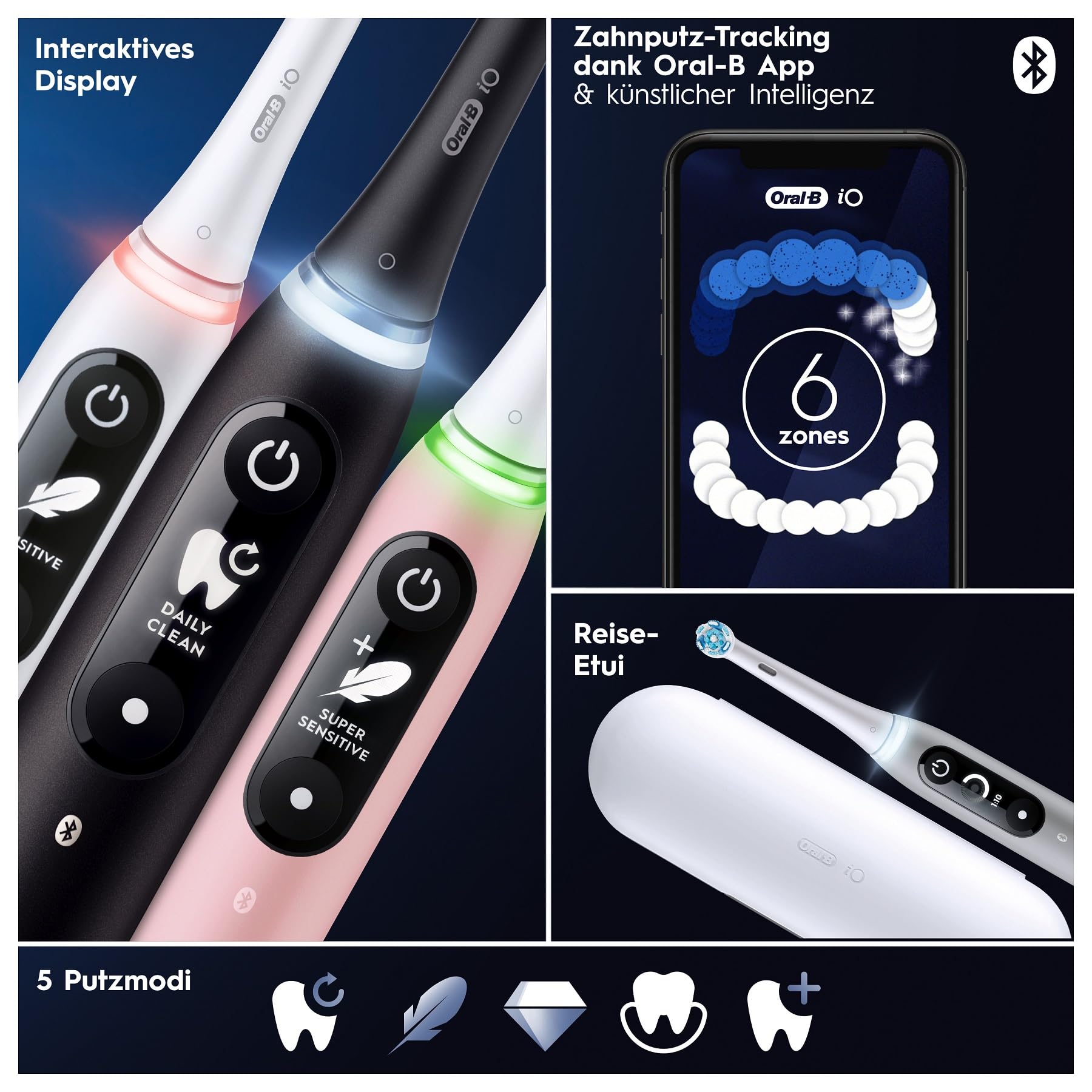 Oral-B iO Series 6 Electric Toothbrush - Pink Sand (JAS22) | Rechargeable with Smart Pressure Sensor & Bluetooth Connectivity for Gentle & Effective Cleaning at Home or Travel