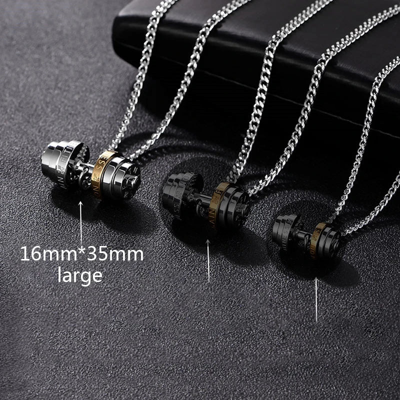 Stainless Steel Barbell Necklace for Men - Gym Jewelry & Couple Pendant - Durable Fashion Necklace for Workout Lovers & Gift Giving