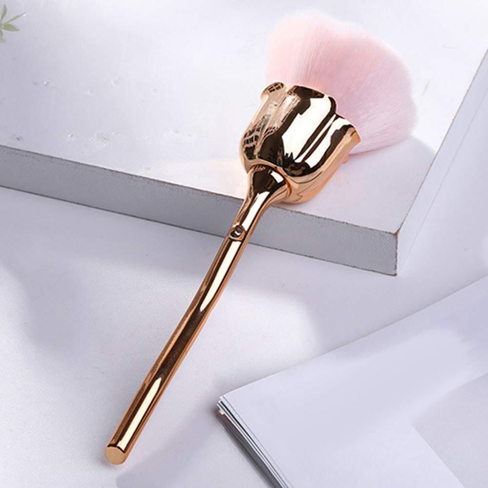 Premium Nail Dusting Brush with Elegant Rose Design - Perfect for Nail Art, Gel Polish, and Acrylic Powder Application - Ideal for DIY Manicures & Professional Salons