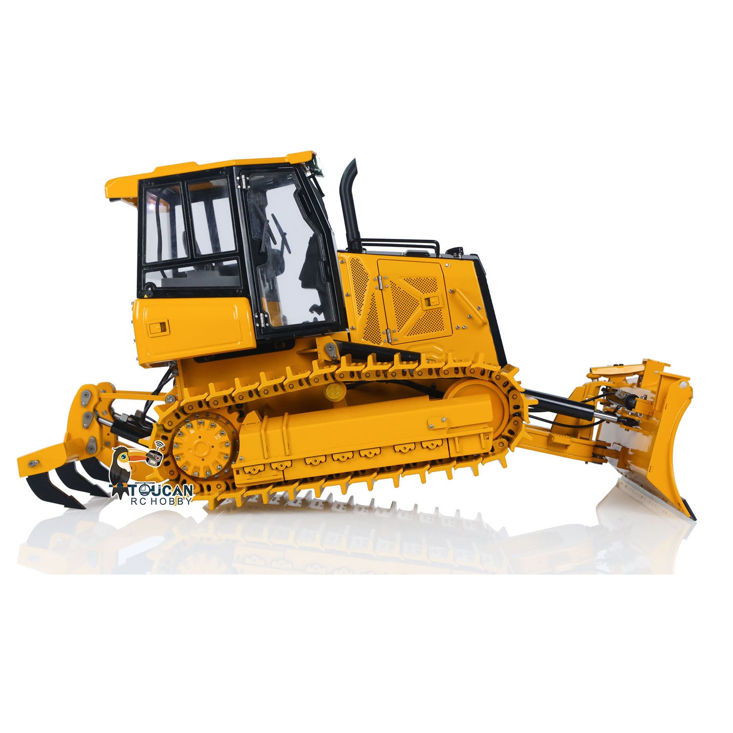 1/12 Scale RC Hydraulic Bulldozer D3 - Metal Remote Control Construction Vehicle with 4CH Valve, LED Lights & Sound Effects | Flysky ST8 Radio | Engineering Toy for Adults & Kids | Perfect for Construction Site Play, STEM Learning & Collector's Display