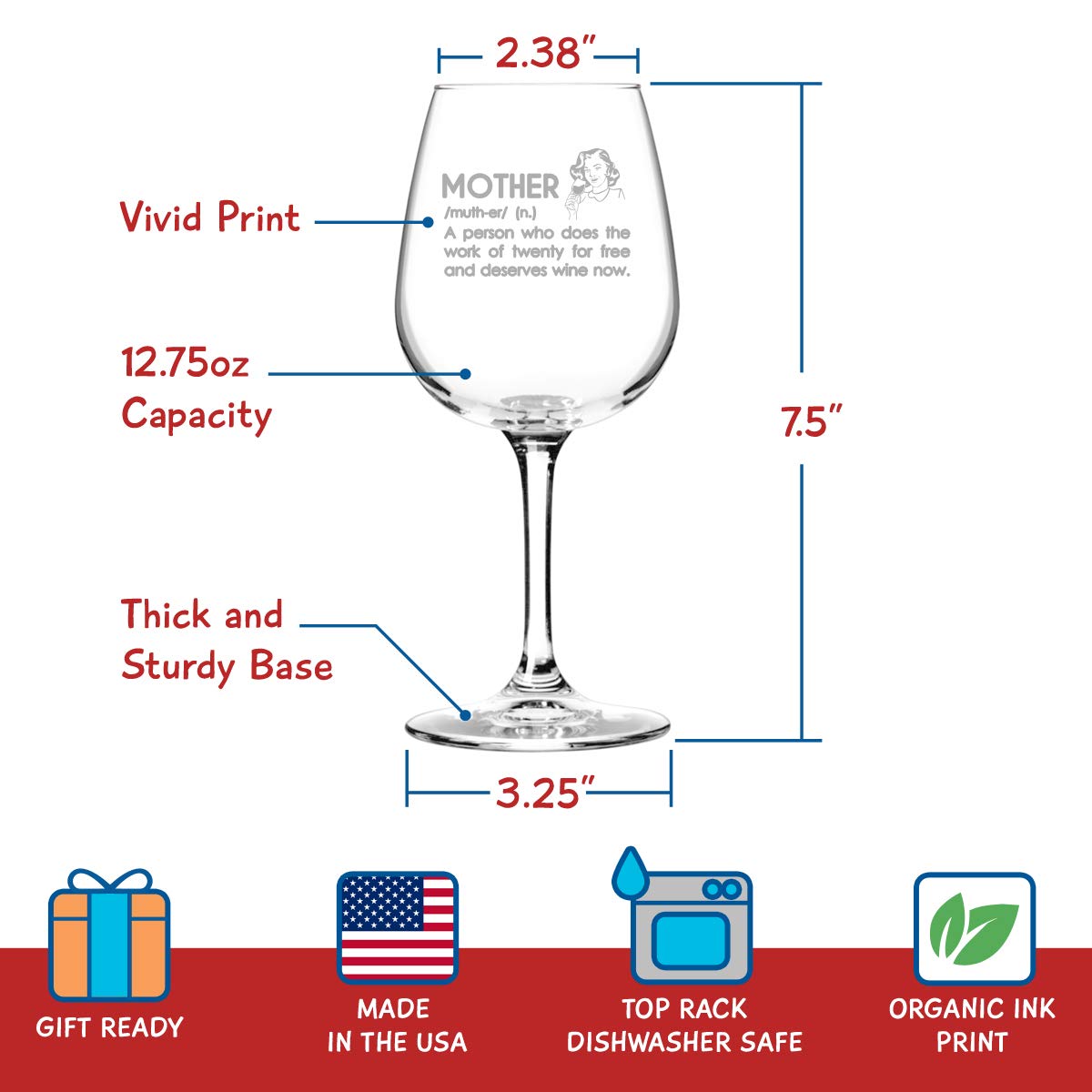 Funny Mom Wine Glass - Premium Birthday Gift for Women, Best Friend, Unique Present Idea - Perfect for Mother's Day, Christmas, or Wine Night with Friends