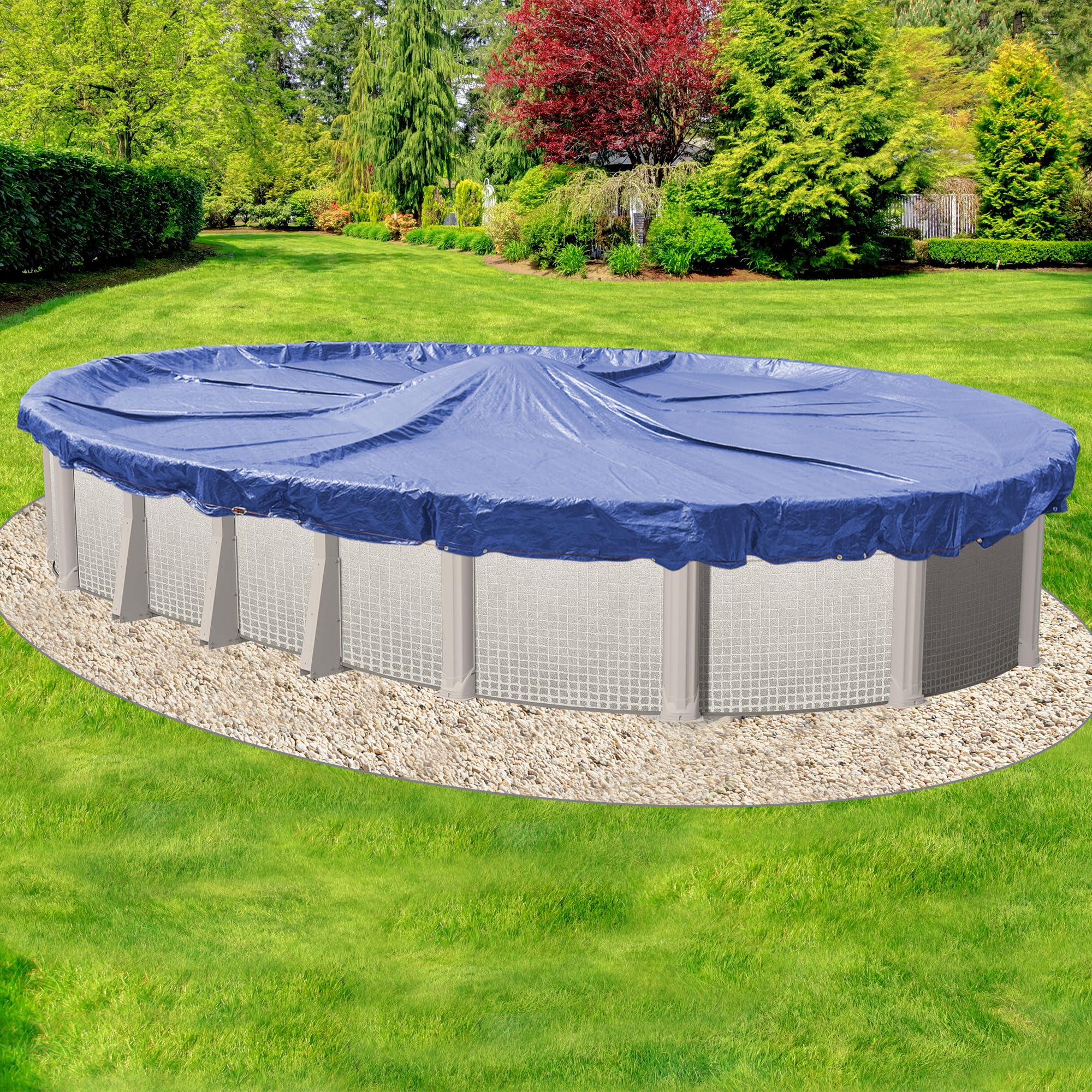 Doheny’s Heavy-Duty Winter Pool Covers for Above Ground Pools – Tear-Resistant Weave, 16-Year Warranty (12' x 21' Oval, Solid) | Protect Your Pool from Debris & Freezing Temperatures | Perfect for Winterizing Inground & Above Ground Pools