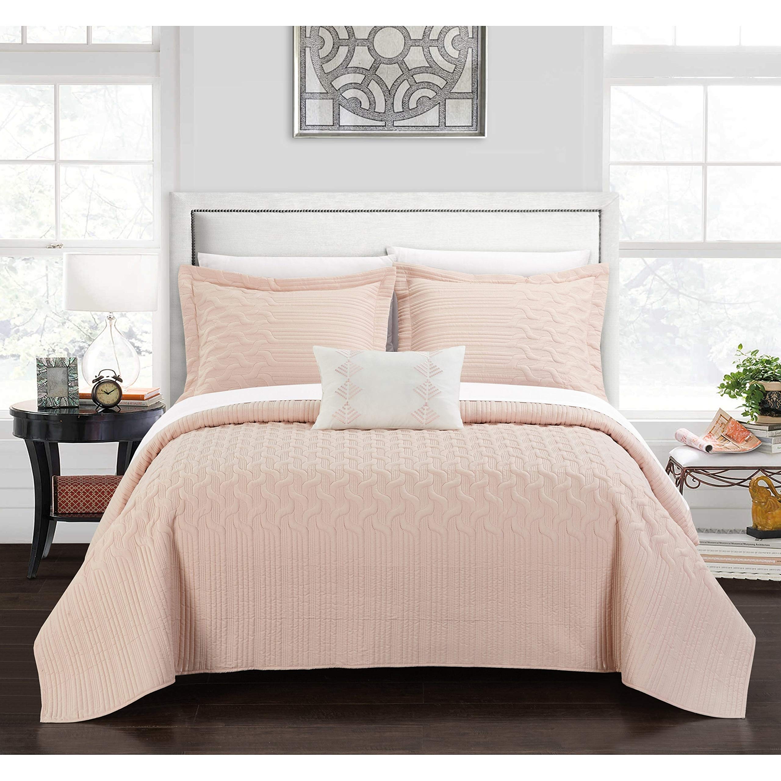 Chic Home Shala 8-Piece Queen Size Bed in a Bag Set - Interlaced Vine Pattern Quilt Cover for Cozy Bedroom Decor | Perfect for Master Bedrooms, Guest Rooms & Vacation Homes