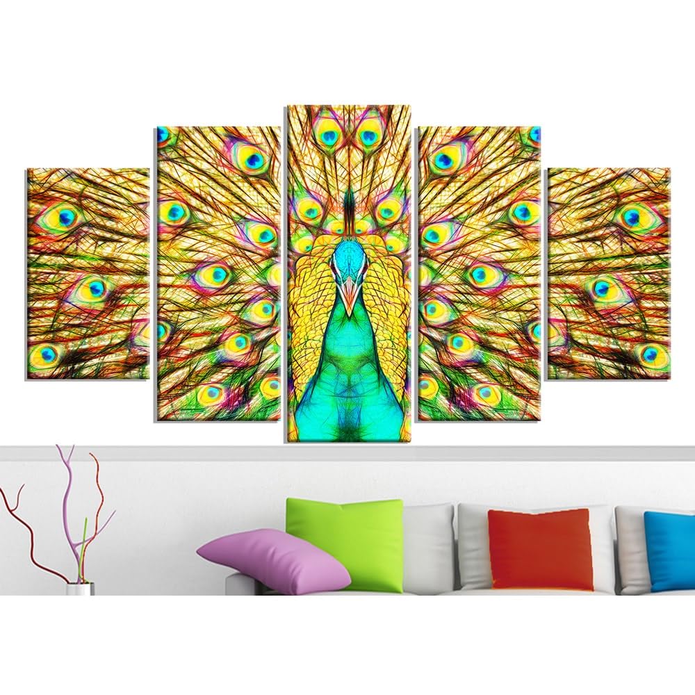 Flashy Feathers Peacock Canvas Art Print - Vibrant Wall Decor for Living Room, Bedroom & Office | Modern Home Decor & Gift Idea
