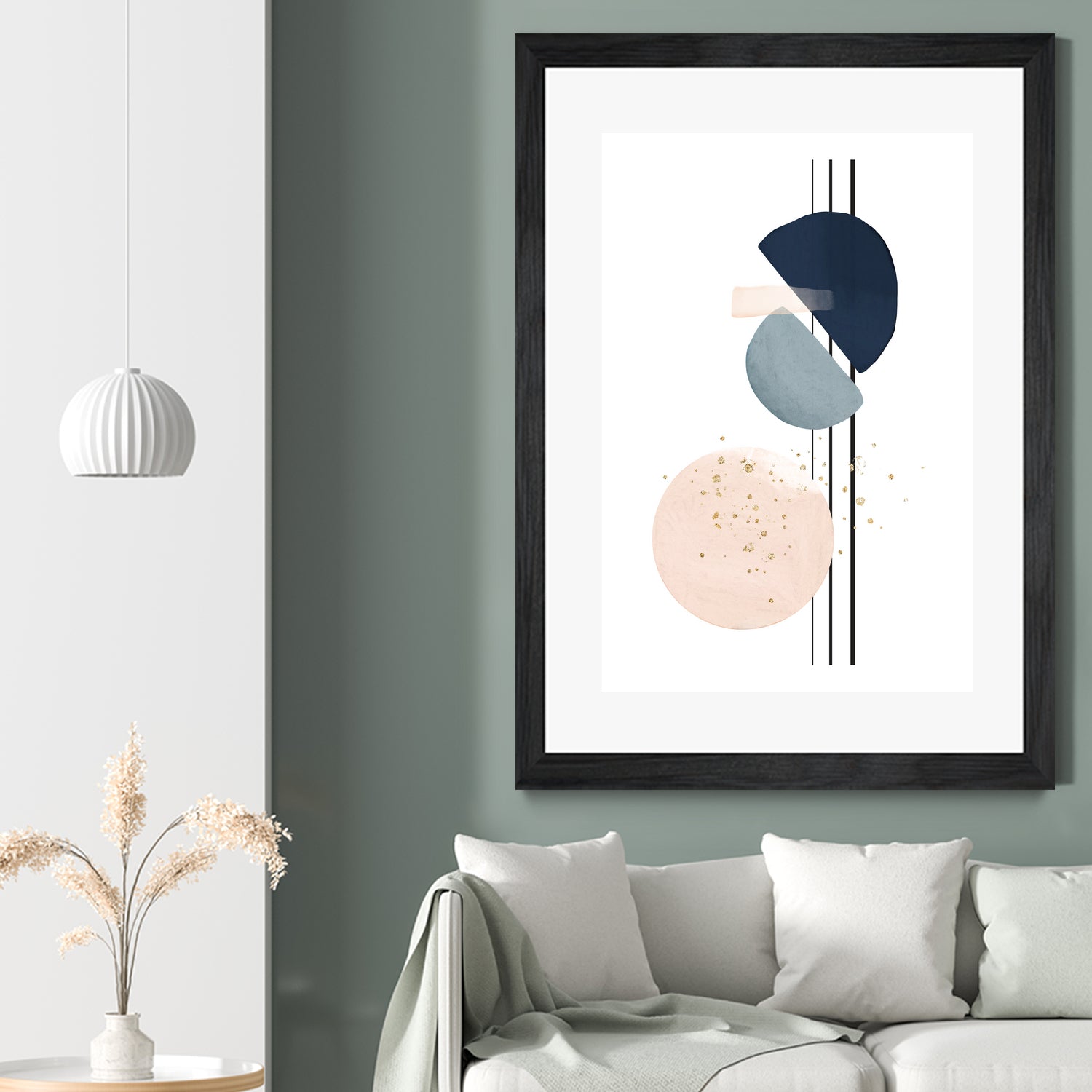Abstract Study Blush and Navy Blue II - Modern Art Print for Home & Office Decor | Perfect for Living Room, Bedroom, or Workspace Wall Art