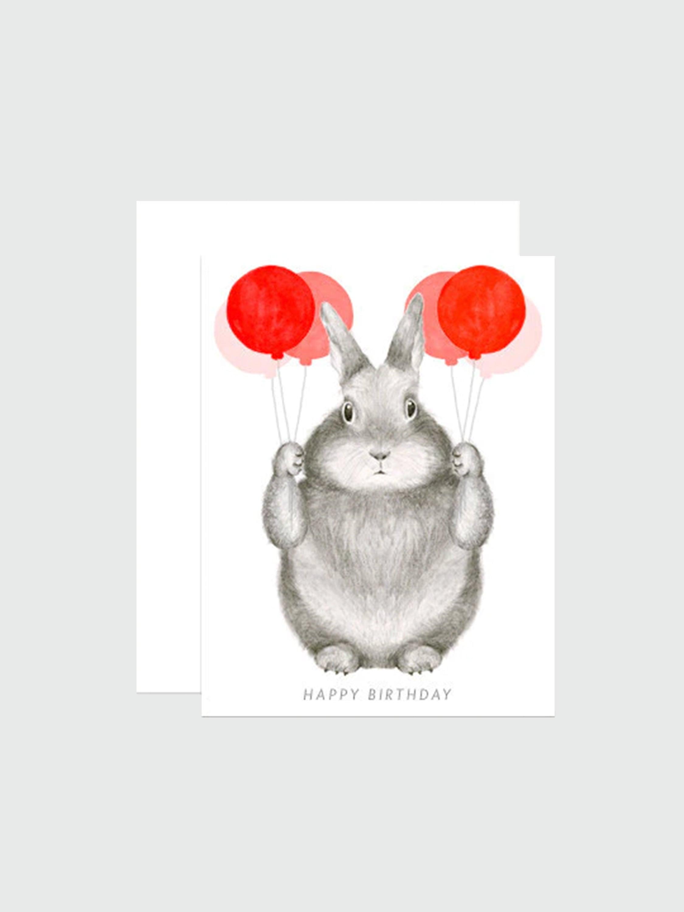 Easter Bunny Balloons Greeting Card - Perfect for Easter Celebrations, Birthdays & Spring Parties