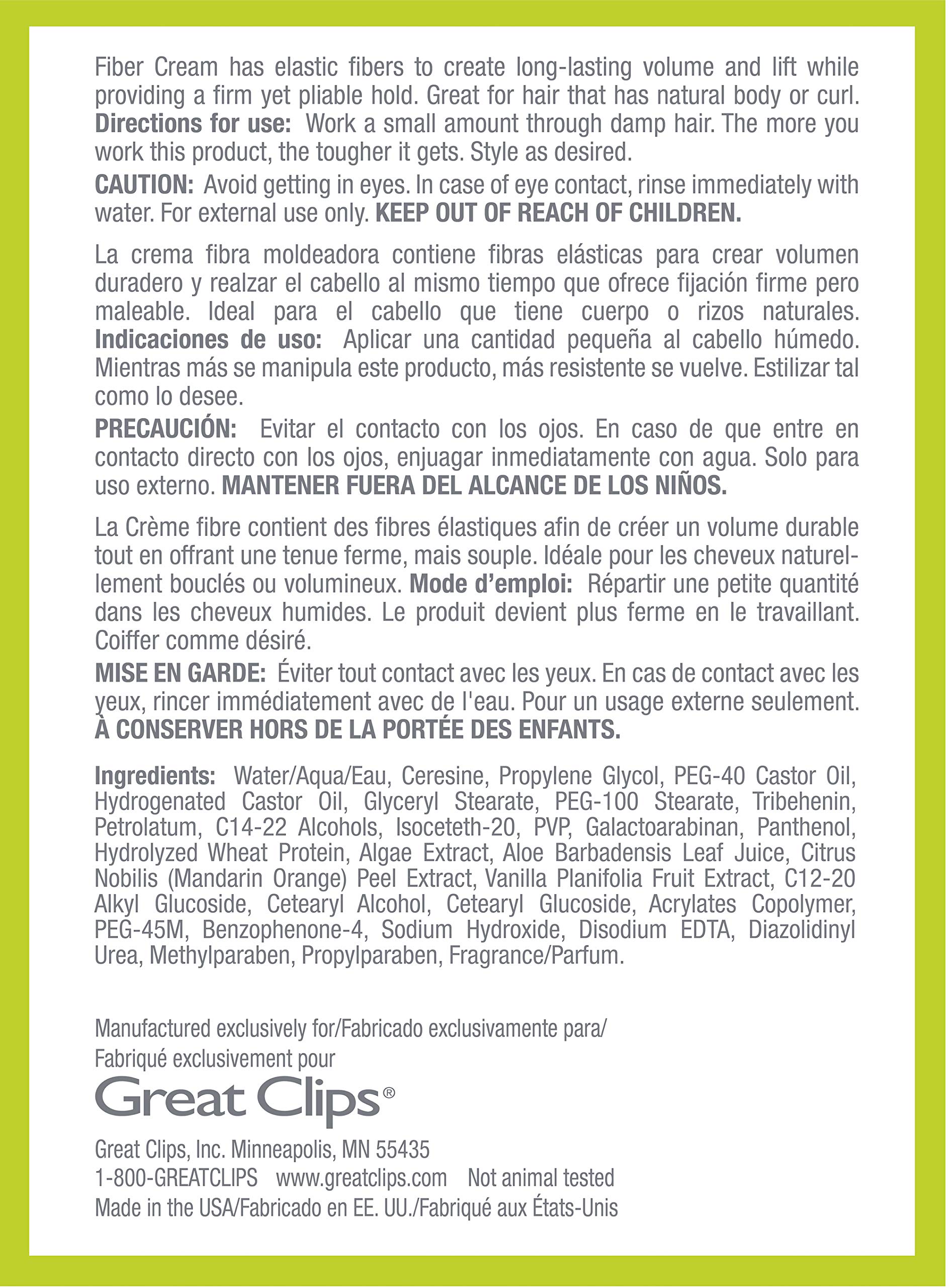 GREAT CLIPS Solutions Fiber Cream 3.4oz - Strong Hold Styling Cream for Curly Hair | Adds Volume & Lift | Flexible Firm Hold Hair Product | Perfect for Daily Styling & Natural Curls
