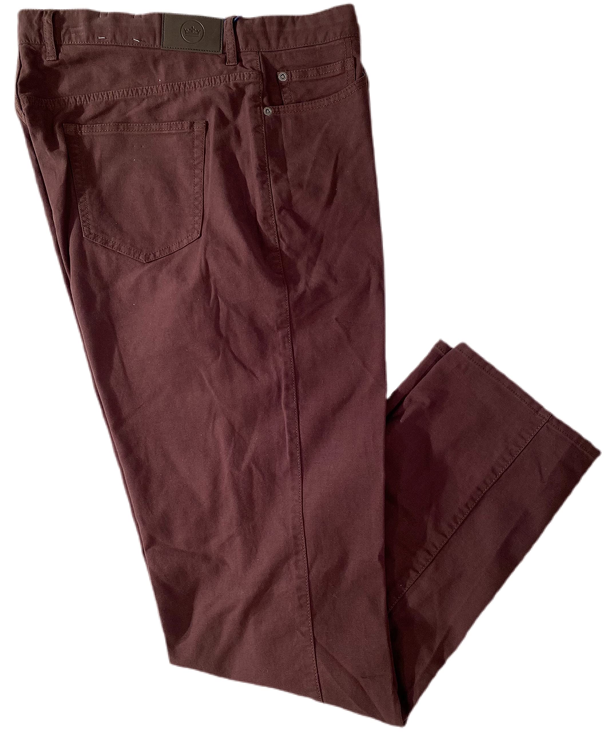 Vintage Crown Men's Casual Cotton Canvas 5-Pocket Pants - Chocolate Brown Size 38 | Relaxed Fit for Everyday Wear, Work & Outdoor Activities