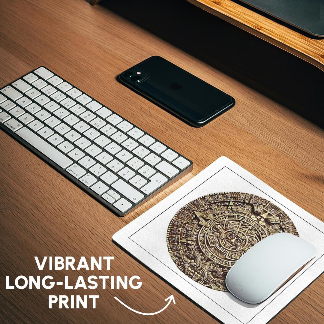 Mayan Calendar Mouse Pad - 8x8 Inches Non-Slip Gaming & Office Desk Mat - Perfect for Computers, Laptops, and Workspace Decor (mp_60664_1)