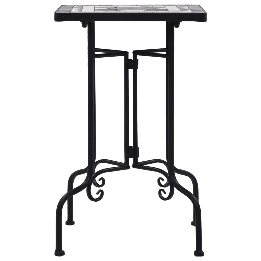CHARMMA Black and White Ceramic Mosaic Side Table - 13.8