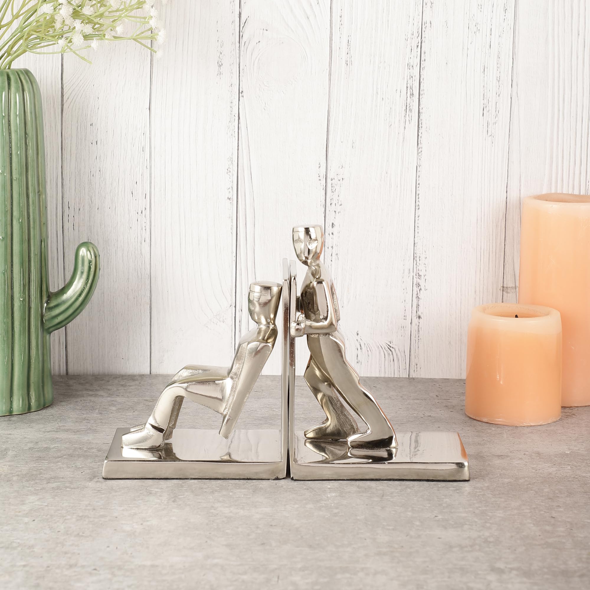 VOIDROP Set of 2 Heavy Duty Aluminum Bookends for Office, Home & Library - Modern Decorative Book Holders for Shelves, Textbooks & Large Books | Perfect for Office Organization & Bookshelf Decor