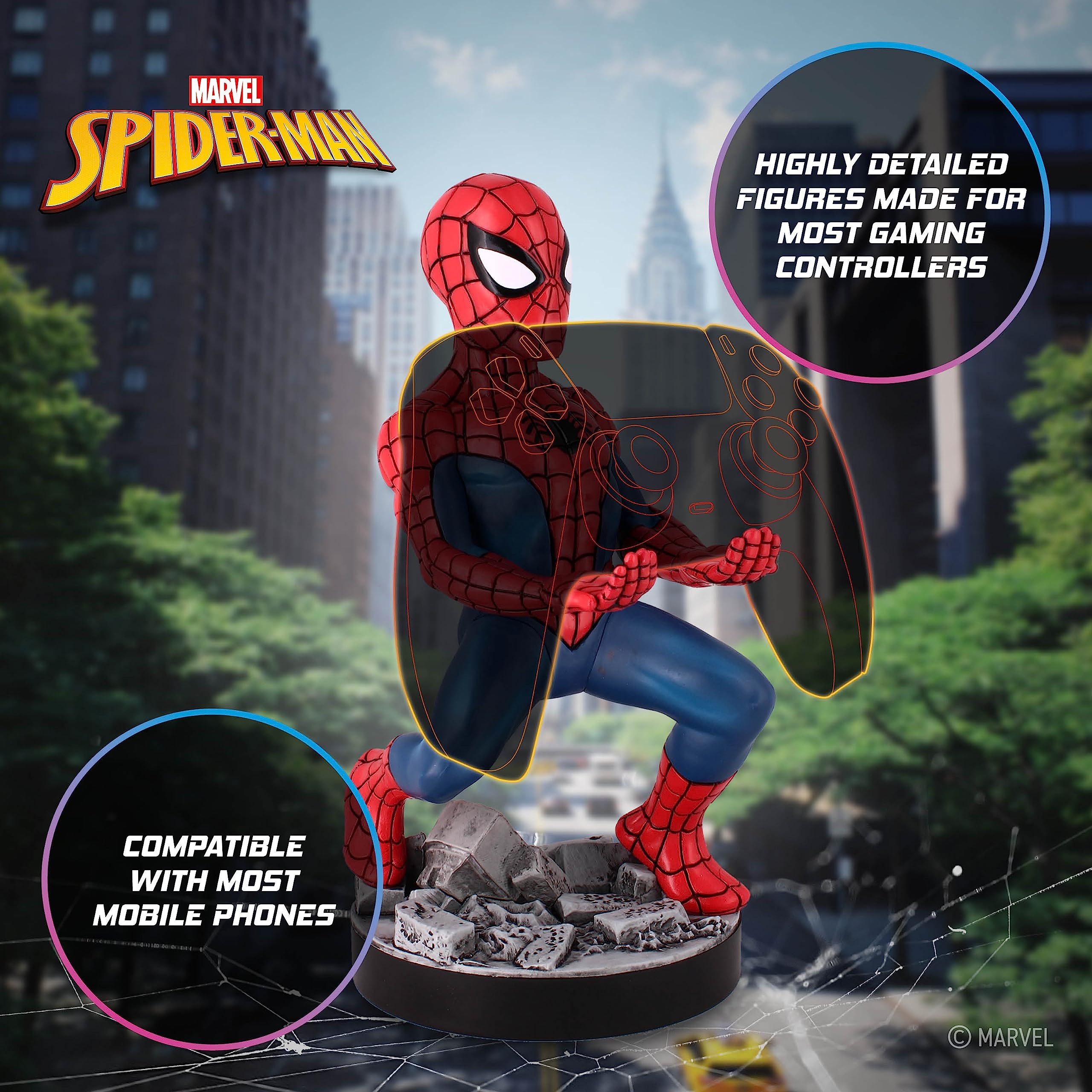 Marvel Spiderman Controller & Phone Stand - Universal Gaming Accessory Holder for Xbox, PS5, Nintendo Switch - Perfect for Desk Organizer & Gaming Setup