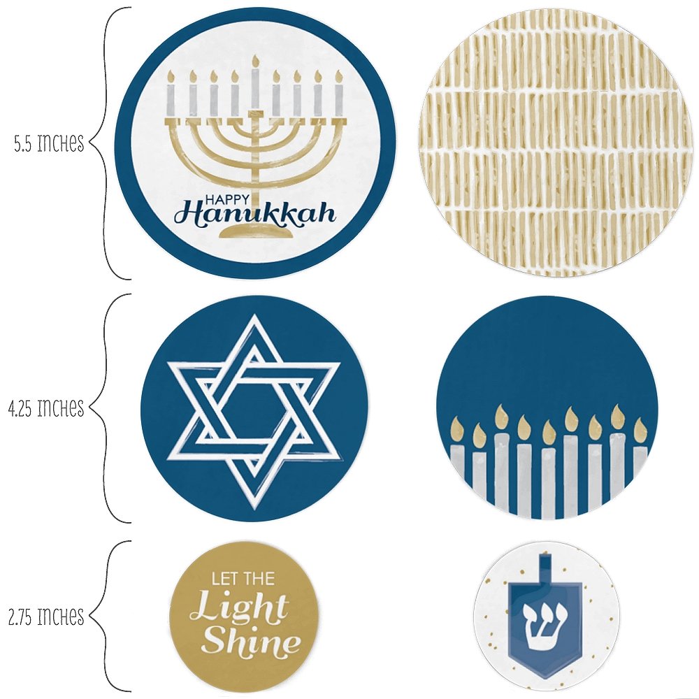 Happy Hanukkah Giant Circle Confetti - 27-Piece Chanukah Party Decorations Set for Table Scatter, Photo Backdrops & Holiday Celebrations