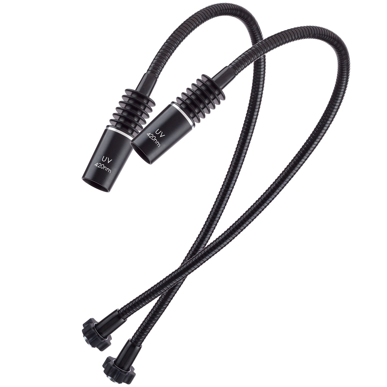 AmScope Pair of Near-Ultraviolet 420nm Gooseneck LED Lamps - Compatible with LED-6W & LED-312W Illuminators - Perfect for Microscopy, Jewelry Inspection & Scientific Research