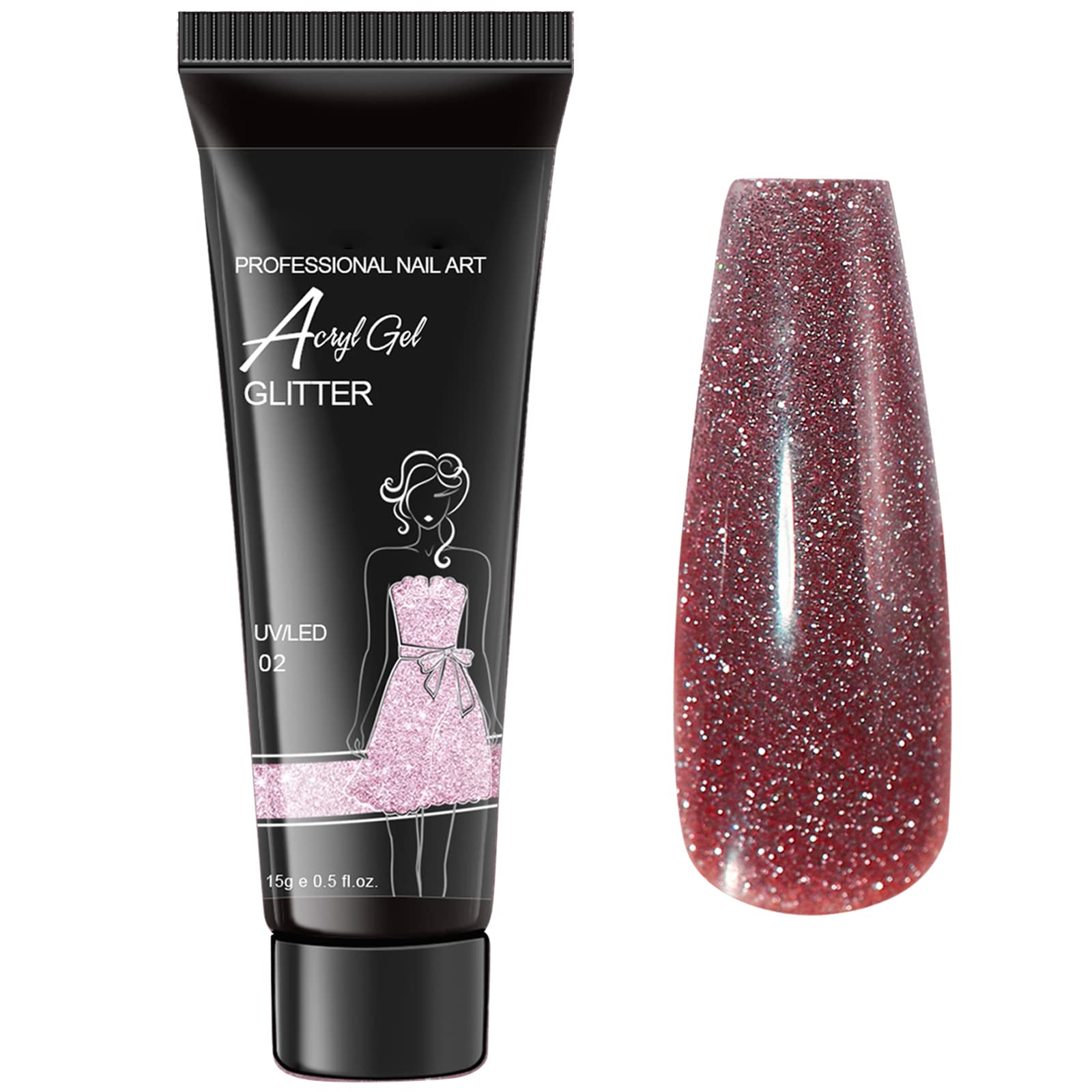 Katutude 15ml Poly Nail Gel - Shiny Glitter UV Builder Gel for Nail Extensions & Enhancements | DIY Manicure Kit for Beginners | Perfect for Home Nail Art, Salon-Quality Manicures & Special Occasion Nail Designs