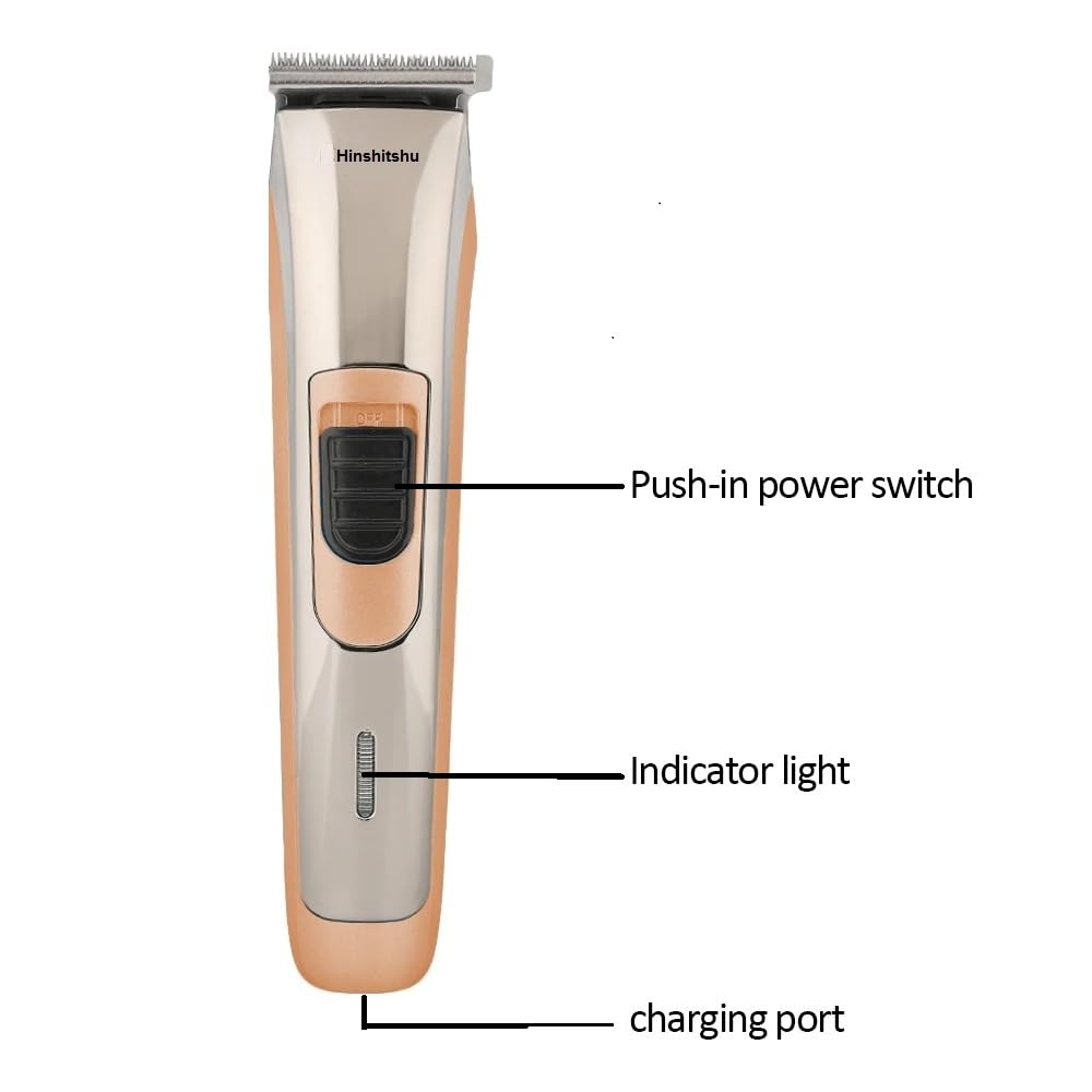 Hinshitshu 1053 Professional Low Noise Rechargeable Electric Hair Clippers & Trimmers with Soft Bristles & Round Comb - Perfect for Home Haircuts, Beard Trimming, and Pet Grooming