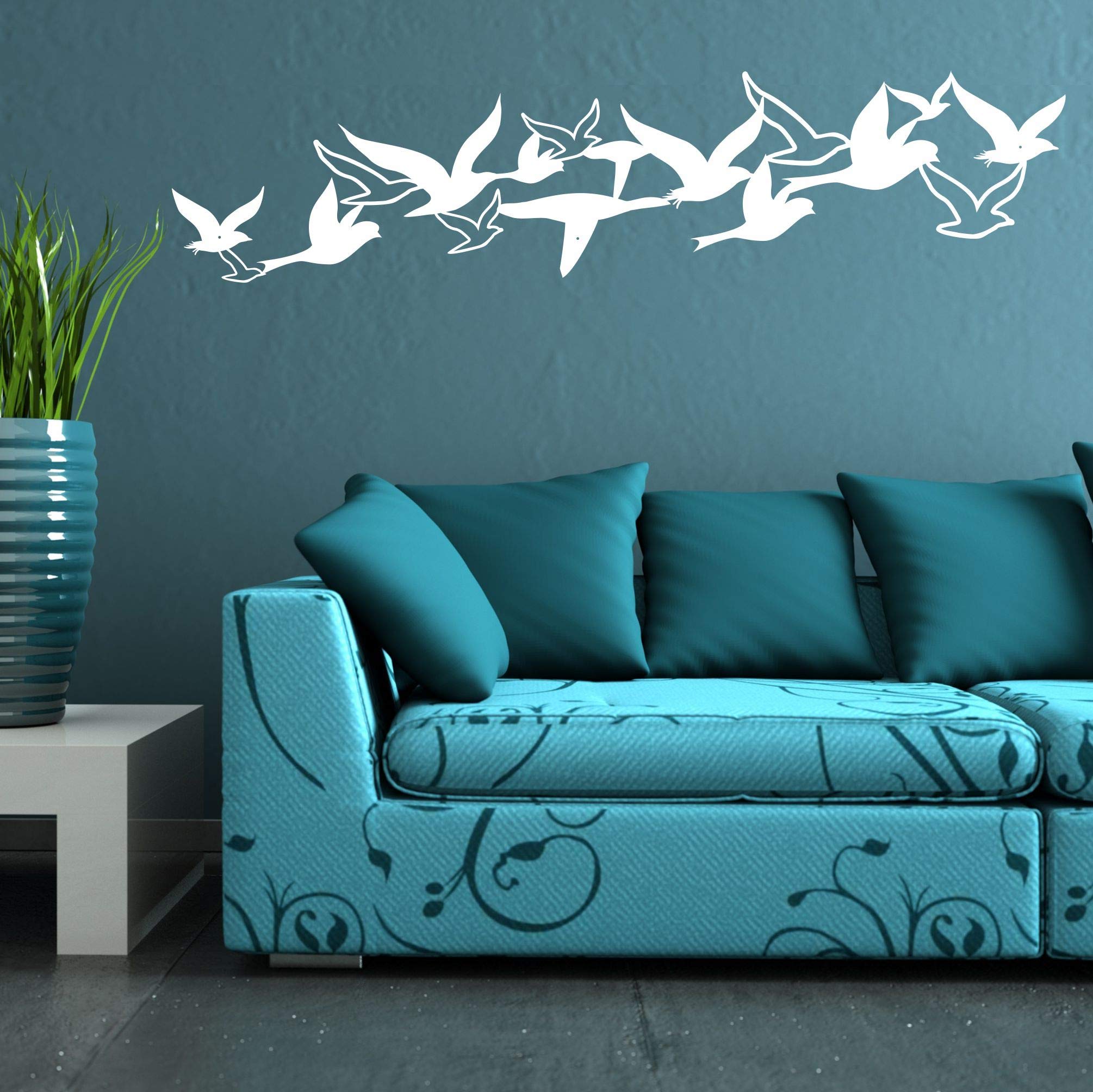 Modern Metal Wall Art Decor - Elegant Flock of Birds Wall Sculpture for Home & Office - White Metal Birds Wall Decor for Living Room, Bedroom, Office - Perfect Housewarming Gift (39