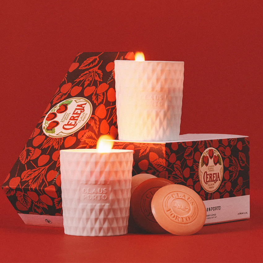Claus Porto Cereja Guest Soap Box - Luxury Handmade Soap Set with Cherry Scent for Hotels, Spas & Gifting - Premium Guest Soap for Bathroom & Travel Essentials