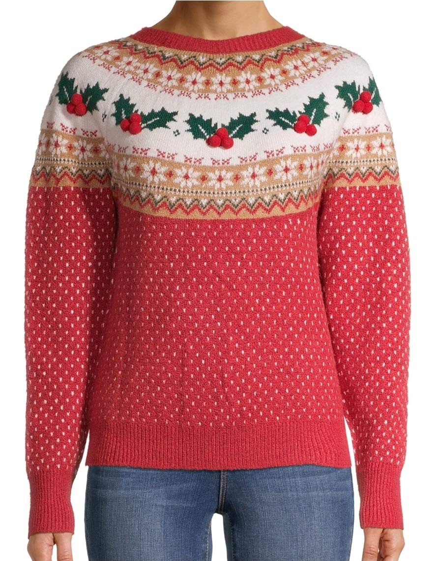 Christmas Fairisle Red Pullover Sweater for Women - Cozy Holiday Knit Sweater Small Size - Perfect for Xmas Party, Winter Vacation & Family Gatherings