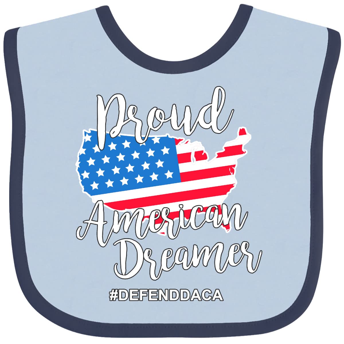 Inktastic Proud American Dreamer Patriotic Baby Bib with USA Flag - Perfect for 4th of July, Memorial Day & Independence Day Celebrations