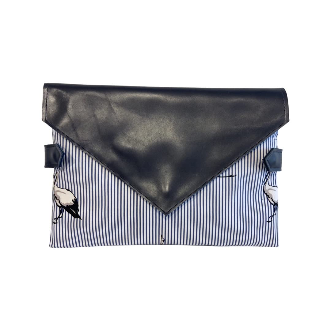 Sasha Crossbody Bag - Blue & White Striped Canvas with Navy Leather Strap - Stylish & Lightweight for Everyday Use, Travel, and Work