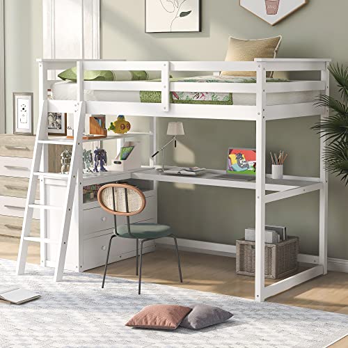 White/With Desk & Shelf & Drawer