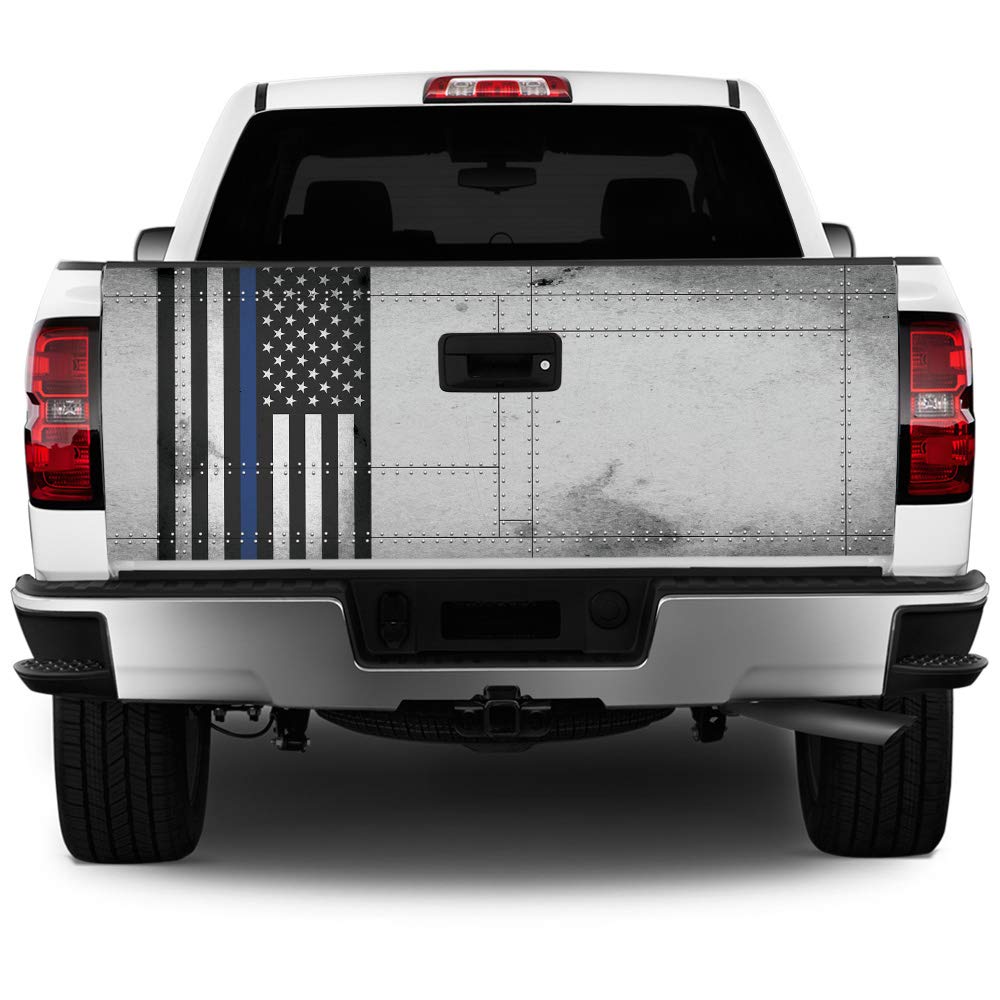 Premium 3M Material Thin Blue Line Truck Tailgate Wrap - HD Decal Graphics for Full Size Trucks | Weatherproof & Car Wash Safe | Made in USA | Perfect for Police Supporters & Patriotic Vehicle Customization