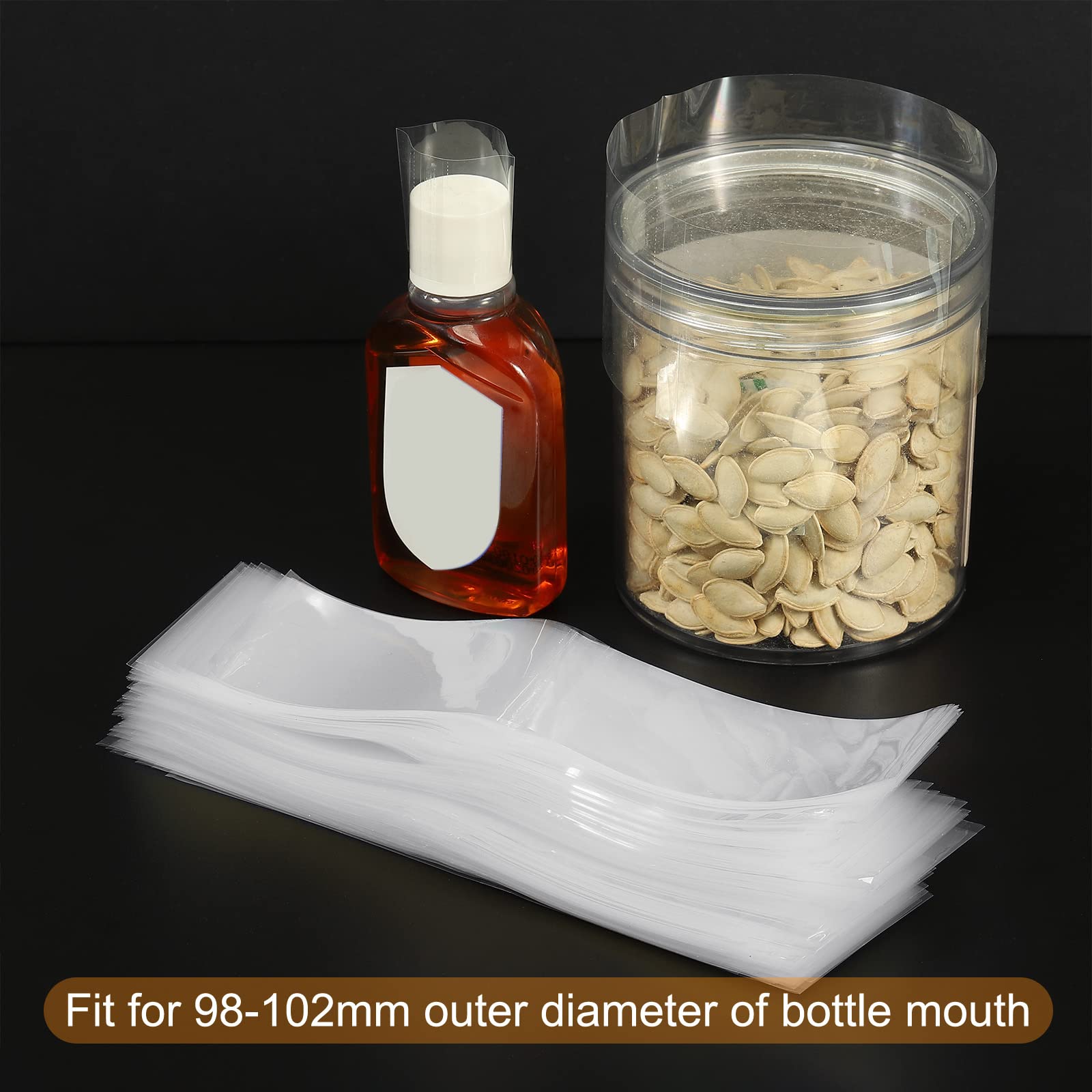 PATIKIL 160x45mm Perforated Shrink Bands - 250 Pack PVC Heat Shrink Wrap Bands for Jars & Cans (Fits 3.86-4.02 Inch Cap Diameter) - Clear Food-Safe Packaging for Bottles, Cosmetics & DIY Crafts