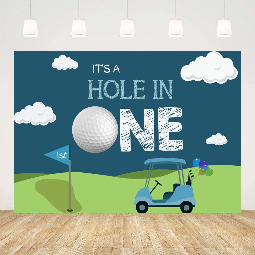 Premium Golf-Themed 1st Birthday Backdrop - 5x3ft Blue Sky White Clouds Grass Photography Background for Parties, Cake Tables & Photo Booths | Perfect for Golf Sports Themed Birthday Celebrations, Baby Showers & Kids Events