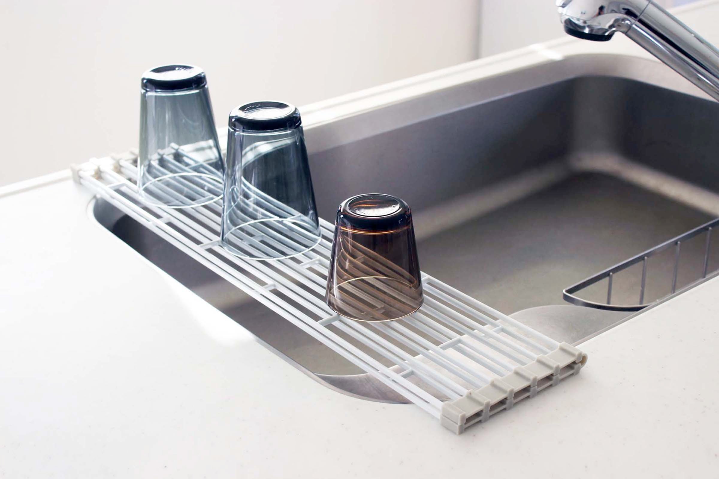 Stainless Steel Over the Sink Dish Drying Rack - Space Saving Kitchen Organizer for Dishes, Cups & Utensils - Perfect for Small Kitchens & Apartments