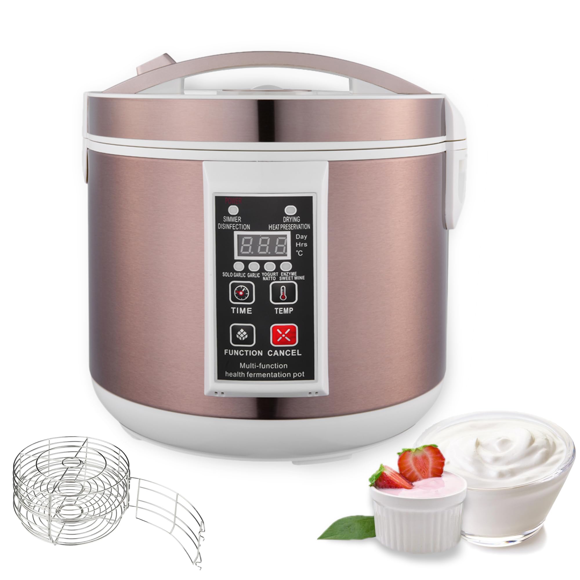 INTSUPERMAI 110V Multi-Functional Fermentation Pot with Thickened Inner Liner - Automatic Smart Fermenter for Black Garlic, Yogurt, Natto, Sweet Rice Wine (5L) - Perfect for Home Brewing, Probiotic Foods & DIY Fermentation Projects