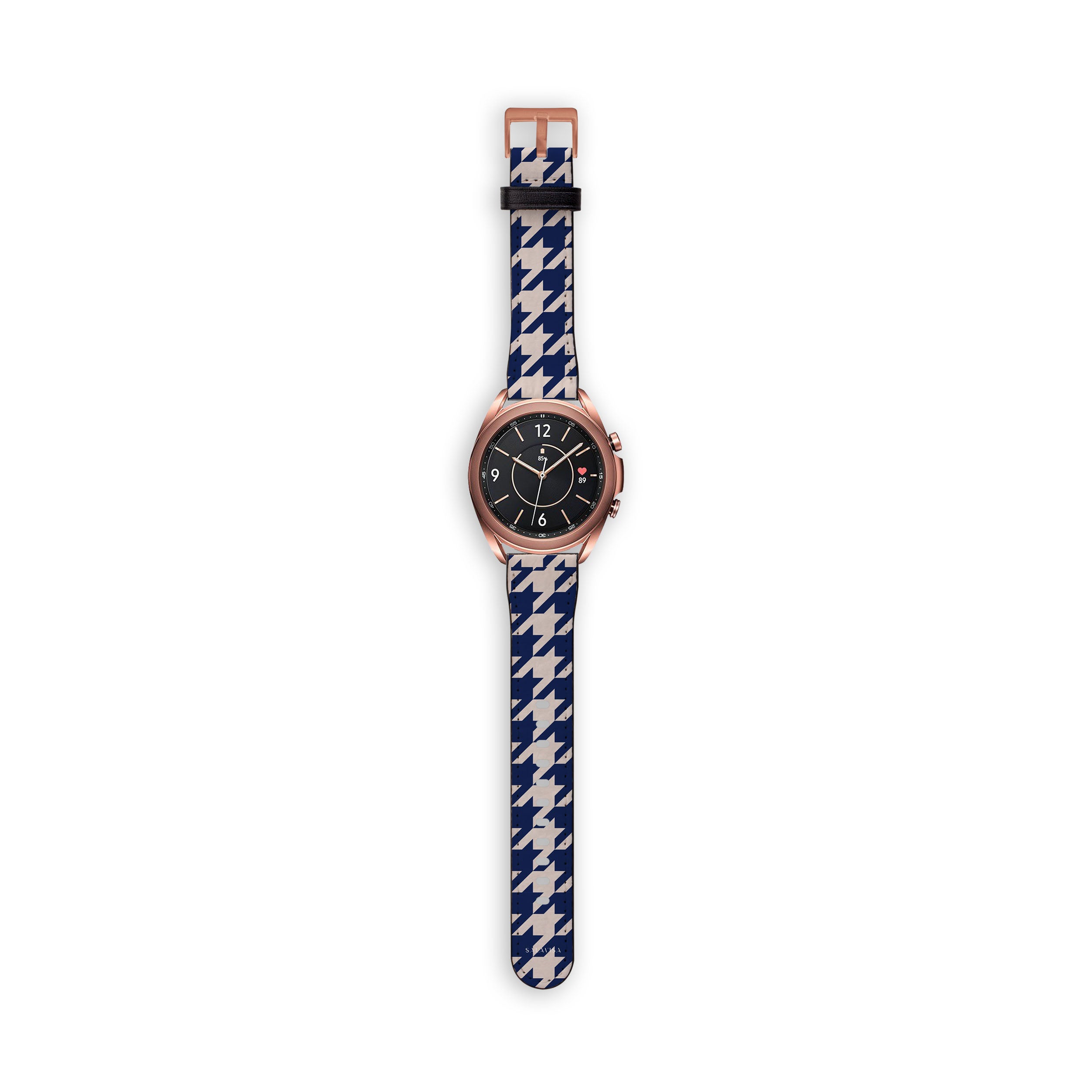 Premium Blue Houndstooth Galaxy Watch Band - Stylish Replacement Strap for Samsung Galaxy Watch 4/5/6, Classic & Active 2 - Perfect for Workouts, Office & Casual Wear