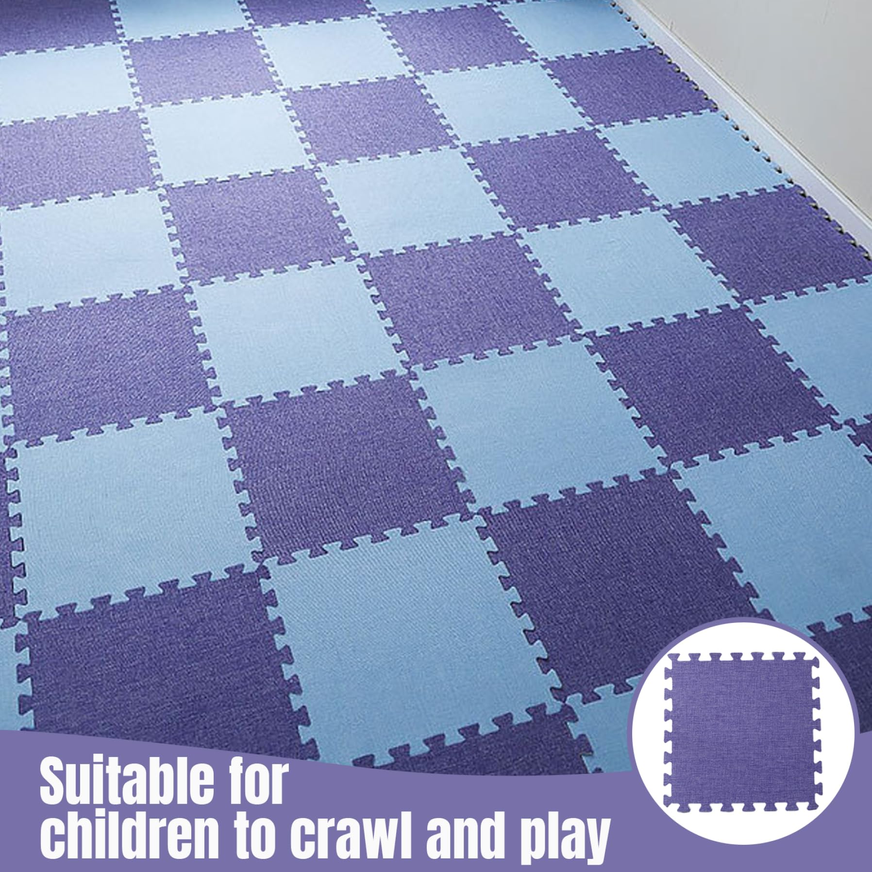 Non-Slip Interlocking Foam Floor Tiles for Kids - 10-Piece Baby Crawling Mat Set (12