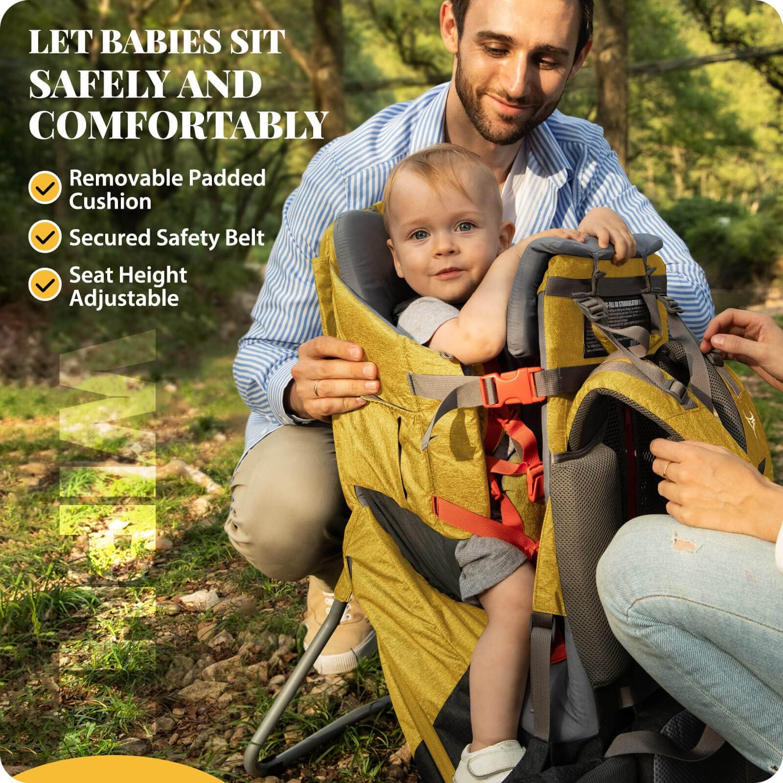 **WIPHA Upgraded Baby Backpack Carrier - Ergonomic Hiking Carrier with Safety Seat, Lightweight & Large Capacity for Toddlers (0-3 Years) - Perfect for Outdoor Adventures, Hiking, Travel & Daily Use**