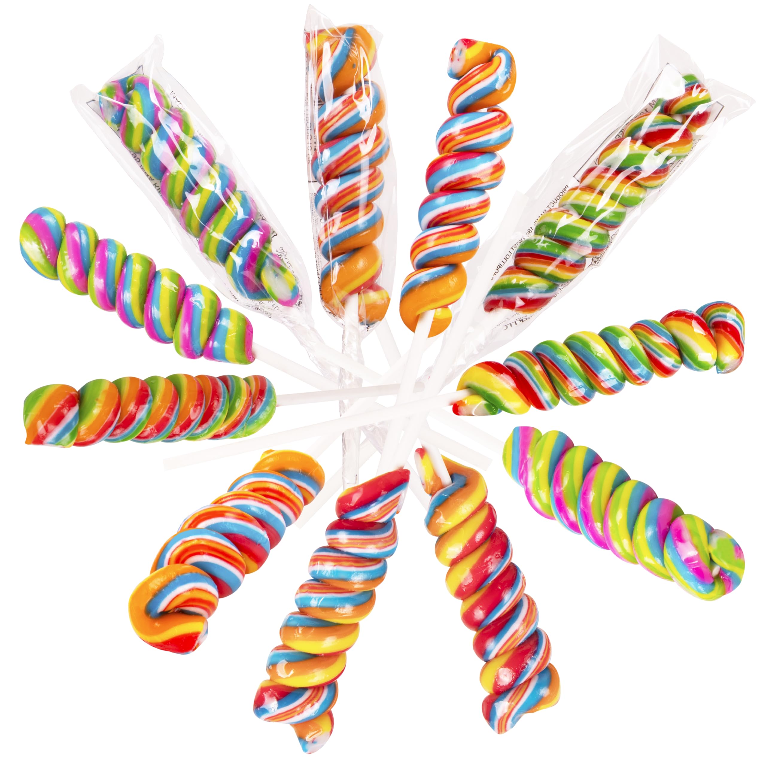 Narwhal Novelties Twist Lollipops - 12 Pack Colorful Candy Suckers for Kids, Parties & Gifts | Bulk Hard Candy for Birthday Favors, Classroom Treats & Halloween Goodie Bags