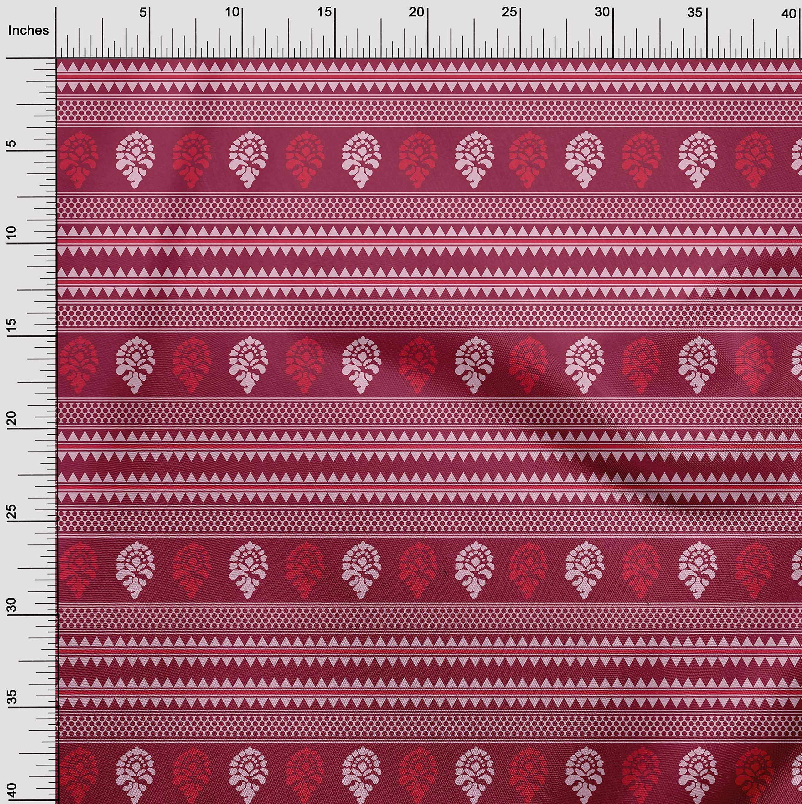 oneOone Cotton Flex Pastel Pink Ethnic Block Print Fabric by The Yard - 40 Inch Wide Soft Dress Material for DIY Fashion, Home Decor & Quilting Projects