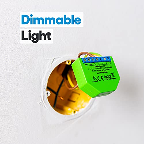 Shelly Dimmer2 Smart WiFi Light Switch - Wireless Relay for Home Automation, Works with Alexa & Google Home, No Hub or Neutral Wire Needed, iOS/Android App Control - Perfect for Bedrooms, Living Rooms & Smart Appliances