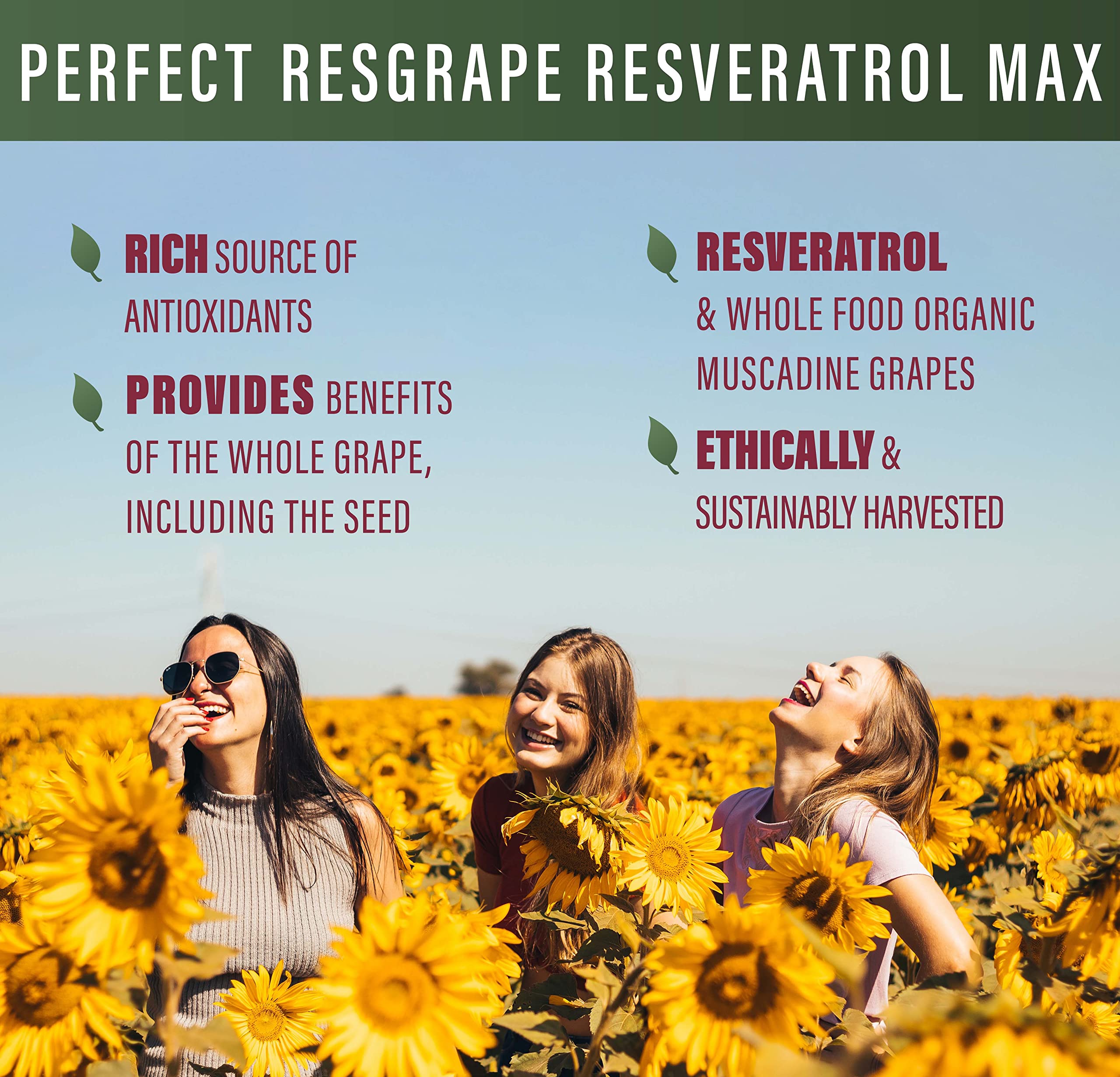 Perfect ResGrape Max - 180 Vegetable Capsules (3-Pack) | 99% Pure Trans-Resveratrol & Muscadine Grape Extract | Anti-Aging Supplement & Powerful Antioxidant | Supports Heart Health & Cellular Longevity for Active Adults