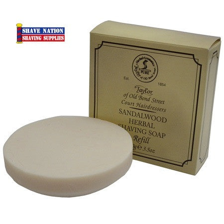 Taylor of Old Bond Street Sandalwood Shaving Soap Refill - Premium Men's Grooming Product for Wet Shaving & Beard Care - Perfect for Home Barbershop & Luxury Shaving Routine